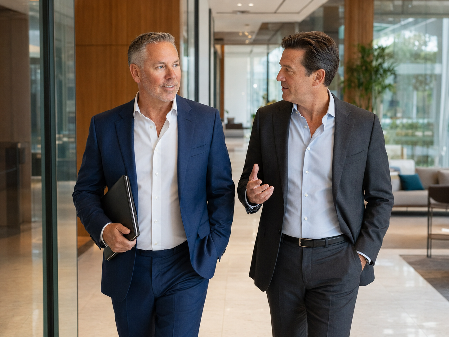 Mark Powers walking with a CEO at the beginning of an executive partnership